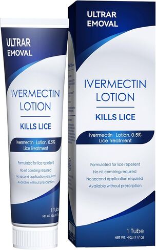 Ivermectin Lotion 0.5% Lice Treatment (4 Fl Oz) Fast-Acting 10-Minute Single Use, Solution for Head Lice & Eggs, No Nit Combing Required, Adults & Kids 6 Months+ in Kuwait