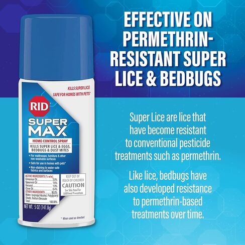 بخاخ التحكم المنزلي سوبر ماكس لعلاج القمل من ريد، يقتل القمل الشديد والبق وعث الغبار على المراتب والأثاث والديكورات الداخلية للسيارة وغيرها من العناصر غير القابلة للغسل، علبة رش 5 أونصة in Kuwait