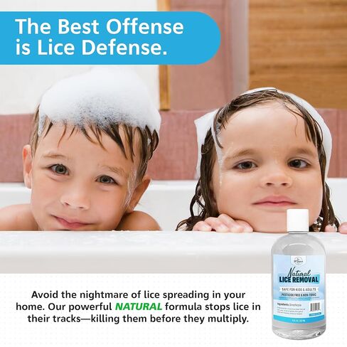 Safe Natural Lice Treatment for Kids & Adults w/ Lice Comb | Gentle, Non-Irritating Lice Shampoo That Kills Eggs and Lice on All Hair Types | Dimethicone Safely Suffocates | 8oz Treats 1-2 People in Kuwait