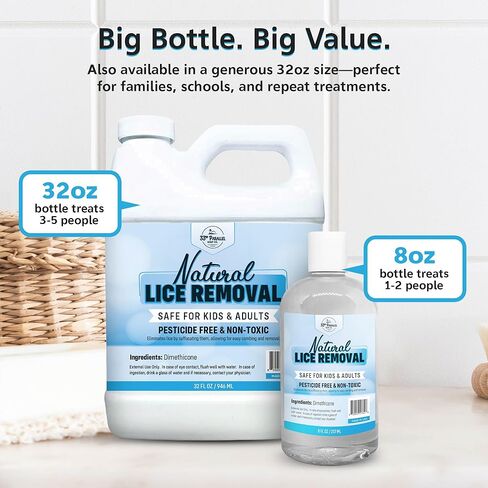 Safe Natural Lice Treatment for Kids & Adults w/ Lice Comb | Gentle, Non-Irritating Lice Shampoo That Kills Eggs and Lice on All Hair Types | Dimethicone Safely Suffocates | 8oz Treats 1-2 People in Kuwait