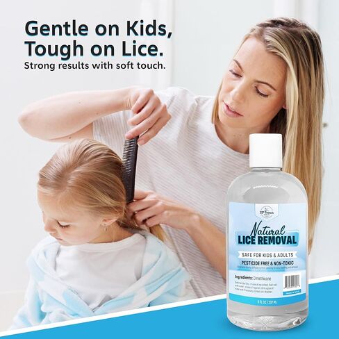Safe Natural Lice Treatment for Kids & Adults w/ Lice Comb | Gentle, Non-Irritating Lice Shampoo That Kills Eggs and Lice on All Hair Types | Dimethicone Safely Suffocates | 8oz Treats 1-2 People in Kuwait