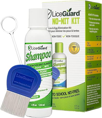 مجموعة أدوات مكافحة القمل، نظام العناية بالرأس للأطفال والكبار، تتضمن شامبو ومشطًا معدنيًا وأداة مكبرة، لطيفة ولا تسبب الحساسية in Kuwait