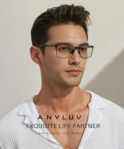 نظارات ANYLUV Blue Light للرجال، تخفف إجهاد العين وتحمي العين، نظارات Al-Mg المعدنية للكمبيوتر الأزرق لحجب الضوء in Kuwait
