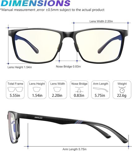 نظارات ANYLUV Blue Light للرجال، تخفف إجهاد العين وتحمي العين، نظارات Al-Mg المعدنية للكمبيوتر الأزرق لحجب الضوء in Kuwait