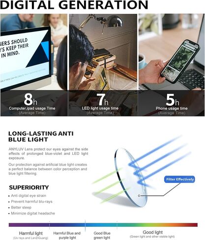 نظارات ANYLUV Blue Light للرجال، تخفف إجهاد العين وتحمي العين، نظارات Al-Mg المعدنية للكمبيوتر الأزرق لحجب الضوء in Kuwait