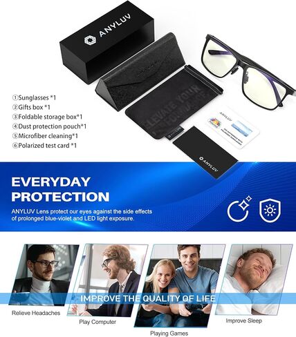 نظارات ANYLUV Blue Light للرجال، تخفف إجهاد العين وتحمي العين، نظارات Al-Mg المعدنية للكمبيوتر الأزرق لحجب الضوء in Kuwait