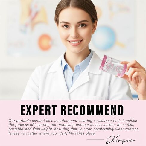 أداة وضع العدسات اللاصقة، فتاحة للعين مع ماصة ذات طرف ناعم وملقط لسهولة الإدخال والإزالة، تتضمن حقيبة سفر محمولة، وردي in Kuwait