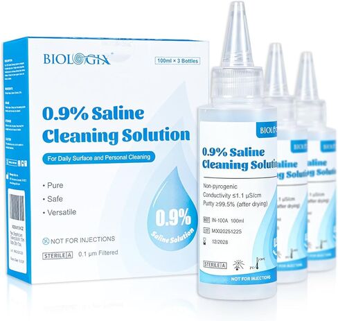 محلول ملحي عادي 0.9%، كلوريد الصوديوم المعقم للتنظيف، مياه مالحة جاهزة للاستخدام للعناية اليومية، 15 مل لكل منها (20 قارورة)، 300 مل / 10.56 أونصة سائلة in Kuwait