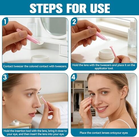 3Pcs soft Contact Lens Remover Tool Set – Silicone Suction Stick, Soft-Tip Contact Tweezers & box, contact remover tool for soft contacts & colored contacts, Travel-Friendly (pink, white, blue) in Kuwait