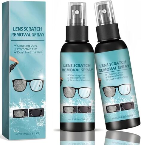 2PCS Lens Scratch Remover Spray,Scratch Repair Tools for Eyeglass and Sunglasses,with Cleaning Lense and Removing Screen Scratch,Glasses Polishing Cleaning Fluids Kits in Kuwait