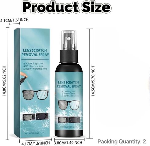 2PCS Lens Scratch Remover Spray,Scratch Repair Tools for Eyeglass and Sunglasses,with Cleaning Lense and Removing Screen Scratch,Glasses Polishing Cleaning Fluids Kits in Kuwait