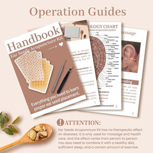 600 Pcs Ear Seeds Kit – Natural Vaccaria Seeds for Auricular Acupressure – Complete Reflexology Set with Acupuncture Pen, Tweezers & Ear Chart – Non-Invasive Self-Adhesive Beads for Wellness in Kuwait