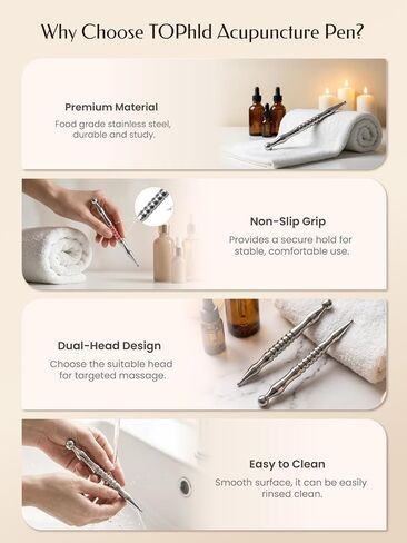 Acupuncture Pen, Premium Stainless Steel Acupressure Pen for Muscle Tension Pain Relief, Trigger Point Massage Pen Manual Reflexology Tool in Kuwait