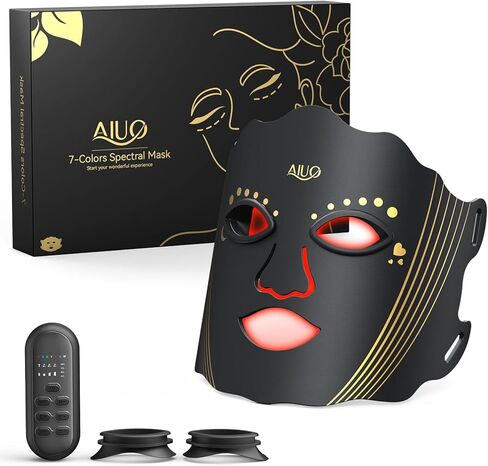 Red Light Therapy for Face, LED Face Mask Light Therapy, Rechargeable Red Light Therapy Mask for Face with Comfortable Light-Blocking Eye Protection & Timing Function At Home, Black in Kuwait