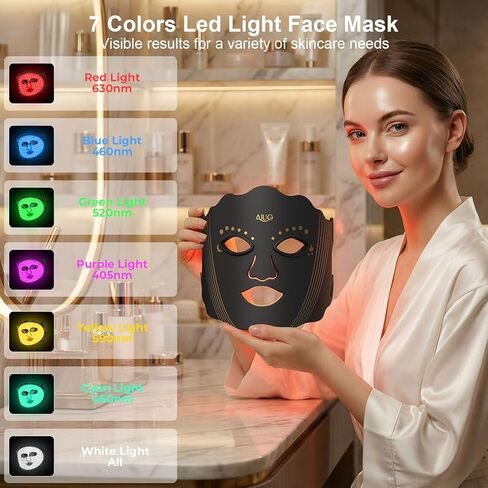 Red Light Therapy for Face, LED Face Mask Light Therapy, Rechargeable Red Light Therapy Mask for Face with Comfortable Light-Blocking Eye Protection & Timing Function At Home, Black in Kuwait