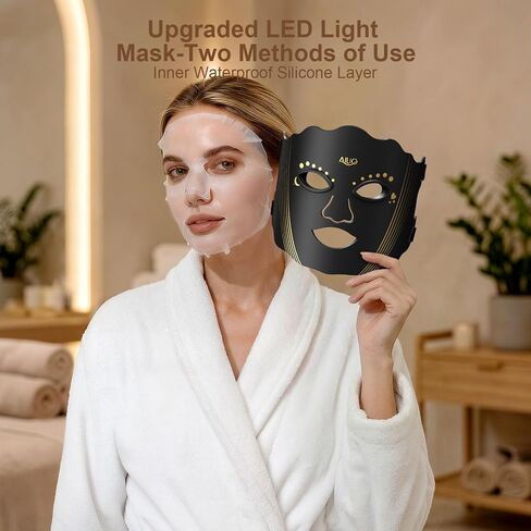 Red Light Therapy for Face, LED Face Mask Light Therapy, Rechargeable Red Light Therapy Mask for Face with Comfortable Light-Blocking Eye Protection & Timing Function At Home, Black in Kuwait