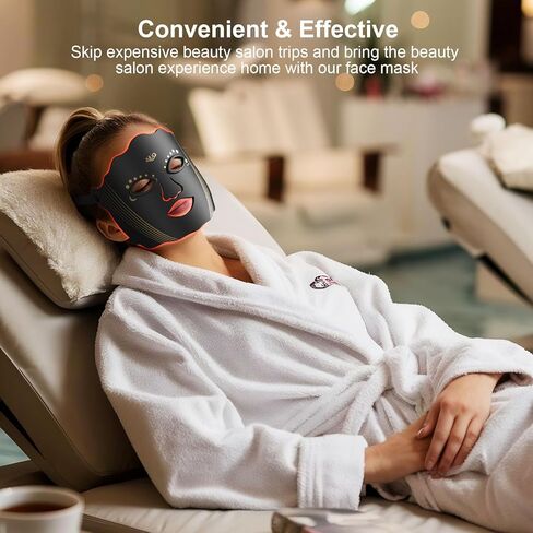 Red Light Therapy for Face, LED Face Mask Light Therapy, Rechargeable Red Light Therapy Mask for Face with Comfortable Light-Blocking Eye Protection & Timing Function At Home, Black in Kuwait