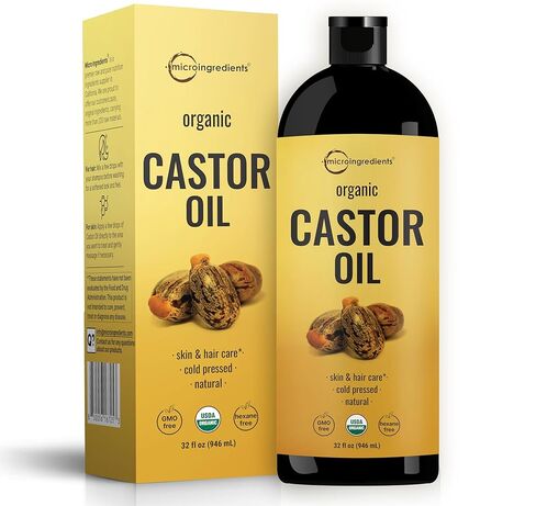 المكونات الدقيقة زيت الخروع العضوي المضغوط على البارد 32 أونصة سائلة | نقي 100% وغير مكرر وخالي من الهكسان | زيت ناقل عضوي للشعر والبشرة والرموش والوجه | مصدره الهند، معتمد من وزارة الزراعة الأمريكية، غير معدّل وراثيًا in Saudi Arabia