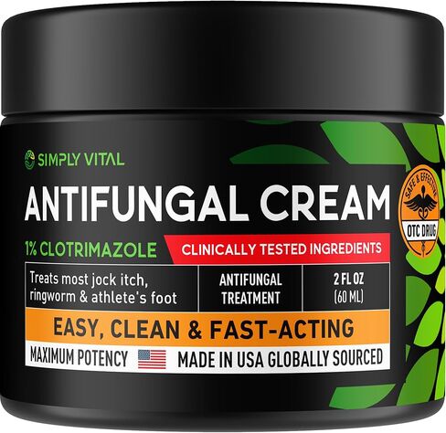 Clotrimazole Antifungal Cream - Treats Most Athlete’s Foot, Jock Itch, Ringworm - Clotrimazole 1% Anti Fungal Cream for Skin, Athletes Foot Treatment, Ring Worm Medication for Humans - 2oz Made in USA in Kuwait