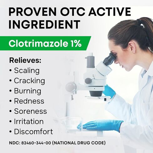 Clotrimazole Antifungal Cream - Treats Most Athlete’s Foot, Jock Itch, Ringworm - Clotrimazole 1% Anti Fungal Cream for Skin, Athletes Foot Treatment, Ring Worm Medication for Humans - 2oz Made in USA in Kuwait