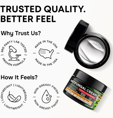 Clotrimazole Antifungal Cream - Treats Most Athlete’s Foot, Jock Itch, Ringworm - Clotrimazole 1% Anti Fungal Cream for Skin, Athletes Foot Treatment, Ring Worm Medication for Humans - 2oz Made in USA in Kuwait