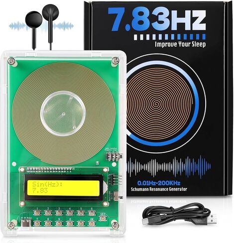 ‌XIKDS مولد تردد 7.83 هرتز للشفاء | مولد رنين شومان (قابل للتعديل 0.01 هرتز - 200 كيلو هرتز) للنوم العميق والتأمل واليوجا وتخفيف التوتر | شاشة LCD تعمل بالطاقة من النوع C‌ in Kuwait