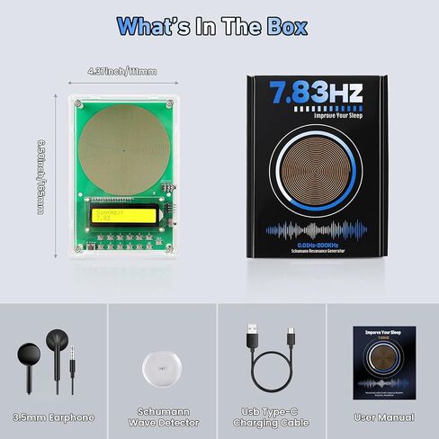 ‌XIKDS مولد تردد 7.83 هرتز للشفاء | مولد رنين شومان (قابل للتعديل 0.01 هرتز - 200 كيلو هرتز) للنوم العميق والتأمل واليوجا وتخفيف التوتر | شاشة LCD تعمل بالطاقة من النوع C‌ in Kuwait