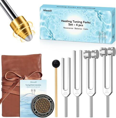 شوكة ضبط للشفاء، مجموعة شوكة ضبط 128 هرتز 136 هرتز 256 هرتز 384 هرتز للتأمل واليوجا والعلاج بالطاقة الشاكرا، هدية شفاء مثالية للأم أو الصديقة في عيد الأم، عيد الميلاد in Kuwait