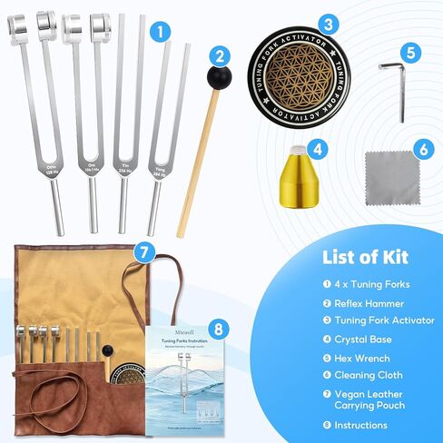 شوكة ضبط للشفاء، مجموعة شوكة ضبط 128 هرتز 136 هرتز 256 هرتز 384 هرتز للتأمل واليوجا والعلاج بالطاقة الشاكرا، هدية شفاء مثالية للأم أو الصديقة في عيد الأم، عيد الميلاد in Kuwait