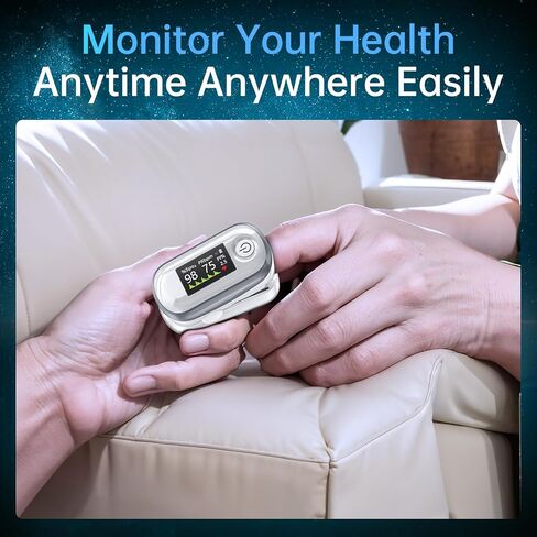 Pulse Oximeter, 4 Color OLED Display Oxygen Monitor Fingertip with 20 × Memory, Blood Oxygen Saturation Monitor (SpO2), Alarm & Brightness Adjustable, Batteries & Lanyard (White) in Kuwait