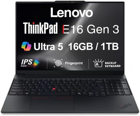Lenovo ThinkPad E16 Gen 2 Business Laptop 16.0 "IPS FHD Display (Intel Core Ultra 7 155U (Beats I7-1355U) ، 64GB DDR5 ، 2TB PCIE SSD ، Backlit KB ، Phoushprint ، Thunderbolt 4 ، WIFI 6 ، Win 11 Pro) in Saudi Arabia