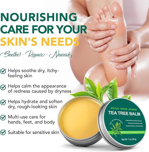 بلسم شجرة الشاي للتخفيف السريع من حكة الجلد - يخفف الانزعاج الناتج عن لدغات الحشرات والطفح الجلدي وجفاف الجلد وتهيج القدم - تركيبة طبيعية وخالية من العطور ولطيفة، آمنة للبشرة الحساسة وجميع الأعمار in Kuwait