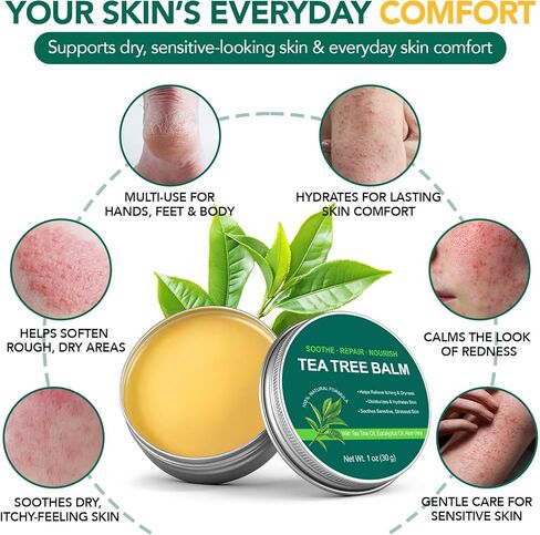 بلسم شجرة الشاي للتخفيف السريع من حكة الجلد - يخفف الانزعاج الناتج عن لدغات الحشرات والطفح الجلدي وجفاف الجلد وتهيج القدم - تركيبة طبيعية وخالية من العطور ولطيفة، آمنة للبشرة الحساسة وجميع الأعمار in Kuwait