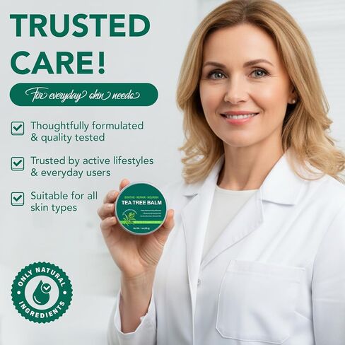 بلسم شجرة الشاي للتخفيف السريع من حكة الجلد - يخفف الانزعاج الناتج عن لدغات الحشرات والطفح الجلدي وجفاف الجلد وتهيج القدم - تركيبة طبيعية وخالية من العطور ولطيفة، آمنة للبشرة الحساسة وجميع الأعمار in Kuwait