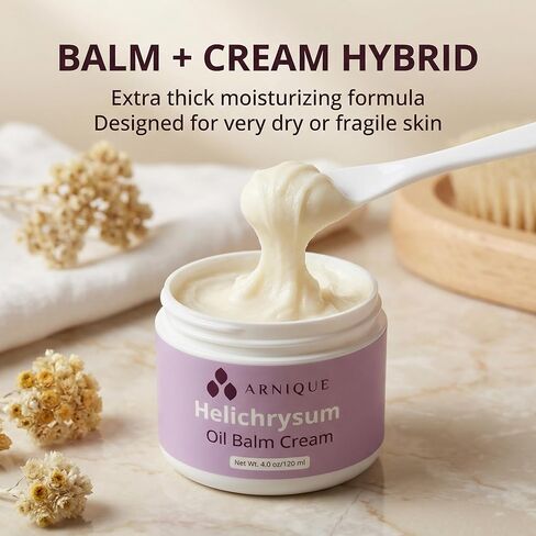 Helichrysum Essential Oil Balm Cream – Thick Herbal Balm Cream with Natural Botanical Aroma – Moisturizing Support for Appearance of Bruised or Fragile Skin – 4 oz in Saudi Arabia