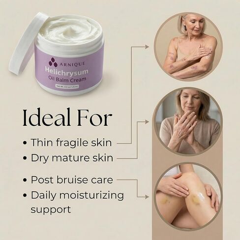 Helichrysum Essential Oil Balm Cream – Thick Herbal Balm Cream with Natural Botanical Aroma – Moisturizing Support for Appearance of Bruised or Fragile Skin – 4 oz in Saudi Arabia