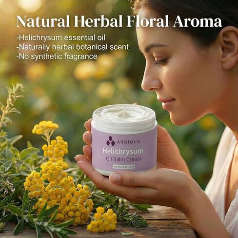 Helichrysum Essential Oil Balm Cream – Thick Herbal Balm Cream with Natural Botanical Aroma – Moisturizing Support for Appearance of Bruised or Fragile Skin – 4 oz in Saudi Arabia