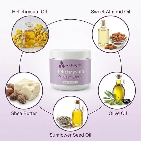 Helichrysum Essential Oil Balm Cream – Thick Herbal Balm Cream with Natural Botanical Aroma – Moisturizing Support for Appearance of Bruised or Fragile Skin – 4 oz in Saudi Arabia