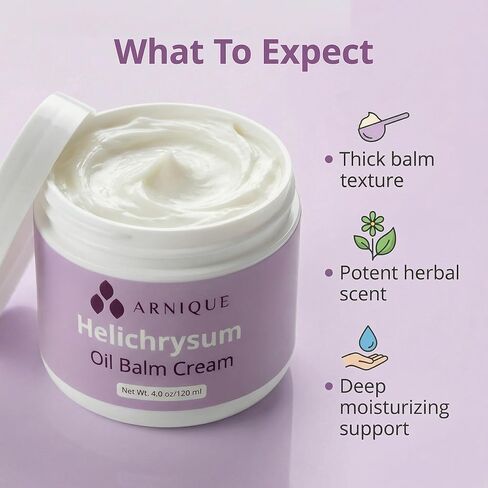 Helichrysum Essential Oil Balm Cream – Thick Herbal Balm Cream with Natural Botanical Aroma – Moisturizing Support for Appearance of Bruised or Fragile Skin – 4 oz in Saudi Arabia