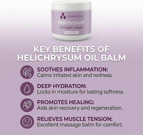 Helichrysum Essential Oil Balm Cream – Thick Herbal Balm Cream with Natural Botanical Aroma – Moisturizing Support for Appearance of Bruised or Fragile Skin – 4 oz in Saudi Arabia