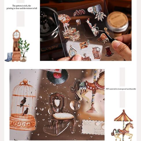 Scrapbooking Stickers(50pcs), Fecsam Washi Sticker Pages Small Vintage Style Booklet, Decorative Stickers for Scrapbook, Journaling Jounal Supplies, Planners, Water Bottles, Laptop, Suitcase, Kid DIY Art Crafts(Past Note) in Kuwait