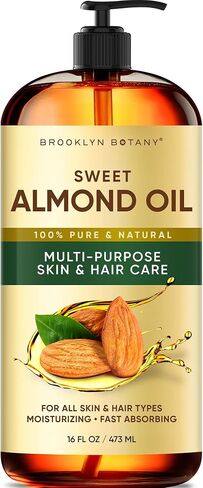 Brooklyn Botany Sweet Almond Oil | for Skin, Hair and Face | 16 Fl Oz | 100% Pure and Natural | Carrier Oil for Essential Oils, Aromatherapy and Massage | Hexane Free in Kuwait