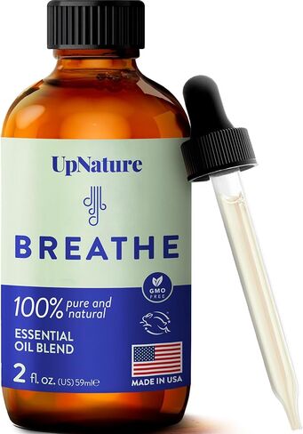 UpNature Breathe Essential Oils Blend (Large 2oz) Breath Relief Eucalyptus and Menthol Blend - Essential Oils for Diffusers for Home Humidifier - Vaporizer Liquid Aromatherapy Oils in Kuwait