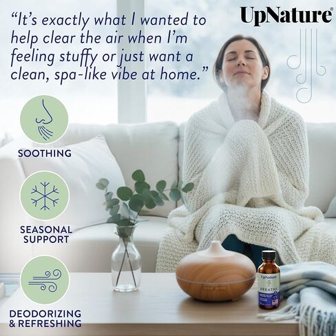 UpNature Breathe Essential Oils Blend (Large 2oz) Breath Relief Eucalyptus and Menthol Blend - Essential Oils for Diffusers for Home Humidifier - Vaporizer Liquid Aromatherapy Oils in Kuwait