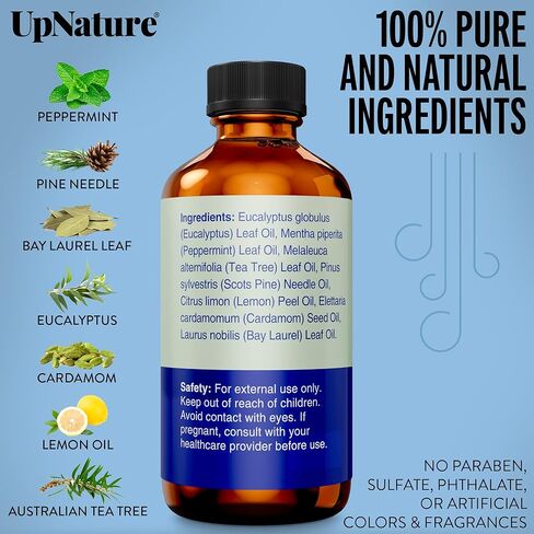 UpNature Breathe Essential Oils Blend (Large 2oz) Breath Relief Eucalyptus and Menthol Blend - Essential Oils for Diffusers for Home Humidifier - Vaporizer Liquid Aromatherapy Oils in Kuwait