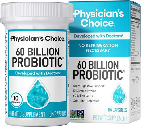 Physician's CHOICE Probiotics 60 Billion CFU - 10 Strains + Organic Prebiotics - Immune, Digestive & Gut Health - Supports Occasional Constipation, Diarrhea, Gas & Bloating - for Women & Men - 30ct in Kuwait