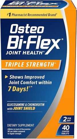 Osteo Bi-Flex Triple Strength (5)، الجلوكوزامين كوندرويتين مع مكمل صحي للمفاصل بفيتامين C، أقراص مغلفة، 40 قرصًا in Kuwait