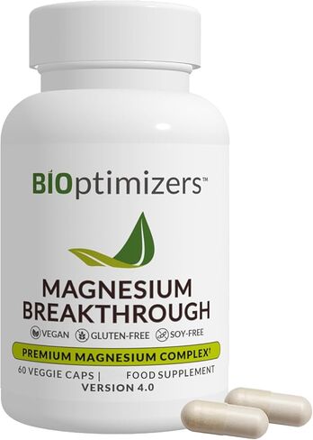 BIOptimizers Magnesium Breakthrough Supplement with 500mg - 7 Forms of Magnesium: Glycinate, Malate, Citrate, and More - Natural Support for Sleep and Cognitive Function -60 Capsules- Calming Vitamins in Kuwait