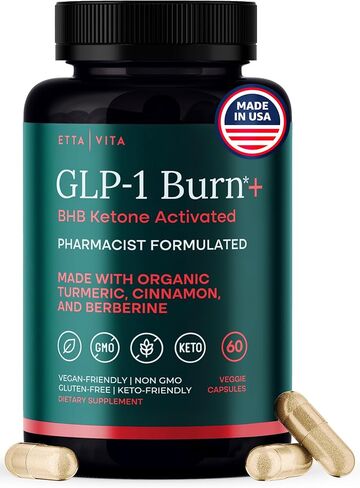 Ketosis & GLP-1 Supplement Weight Loss for Women and Men - Appetite Suppressant, Fat Burner and Metabolic Health with BHB Ketones, Apple Cider Vinegar, Berberine HCL, Turmeric, Cinnamon - Made in USA in Kuwait