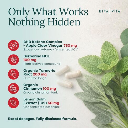 Ketosis & GLP-1 Supplement Weight Loss for Women and Men - Appetite Suppressant, Fat Burner and Metabolic Health with BHB Ketones, Apple Cider Vinegar, Berberine HCL, Turmeric, Cinnamon - Made in USA in Kuwait